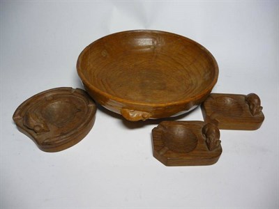 Lot 1260 - A Robert  "Mouseman " Thompson Oak Fruit Bowl, with carved mouse signature to the exterior,...