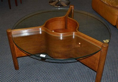 Lot 1308 - A 1960's/70's Nathan Bent Ply Teak and Glass Coffee Table, in three sections with central...