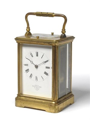 Lot 1317 - A Gilt Brass Five Minute Repeating Carriage Clock, Examined by Barraud & Lunds, 41 Cornhill, London