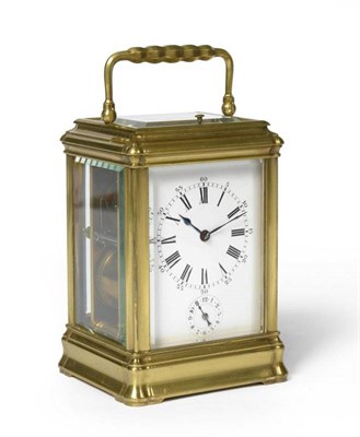 Lot 1319 - A Gilt Brass Striking and Repeating Alarm Carriage Clock, stamped Henri Jacot, circa 1890, the...