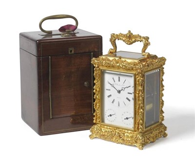 Lot 1320 - A Good Swiss Gilt Brass Grande Sonnerie Calendar Alarm Carriage Clock, signed J F Bautte & Cie,...