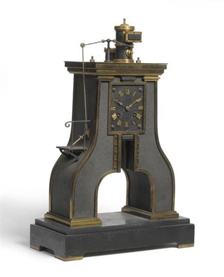 Lot 1341 - A French Industrial Steam Hammer Striking Clock, circa 1890, the case with various valves and...