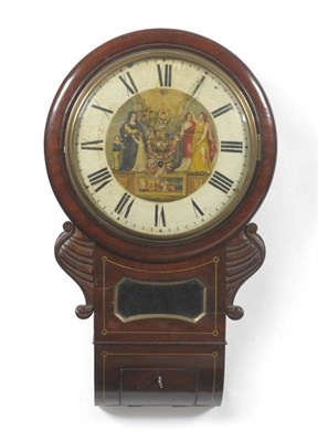 Lot 1346 - An Unusual Mahogany Drop Dial Wall Timepiece, circa 1830, with side and bottom opening doors,...