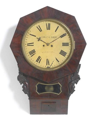 Lot 1348 - A Mahogany Striking Wall Clock, signed Morath Bros, Liverpool, circa 1860, the octagonal top...