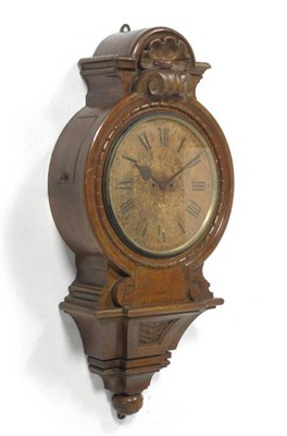 Lot 1352 - An Oak Striking Wall Clock, circa 1850, with carved shell cresting, side opening doors, 14-inch...