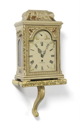 Lot 1353 - A Japanned Bracket Clock with Passing Strike, Smyth, London, with inverted bell top, decorated...