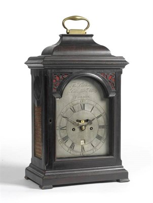 Lot 1358 - An Ebonised Striking Table Clock, signed Thos Gibbons, Popes head Alley, London, circa 1750,...