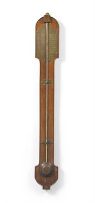 Lot 1370 - A Mahogany Stick Barometer, Pratt, Askrigg, circa 1810, visible mercury tube, brass dial inscribed