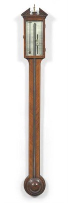 Lot 1374 - A Mahogany Stick Barometer, signed Cs Farelli, circa 1810, broken arched pediment, visible...