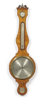 Lot 1376 - A Satinwood 10-inch Wheel Barometer, signed A Corti, circa 1810, swan neck pediment,...