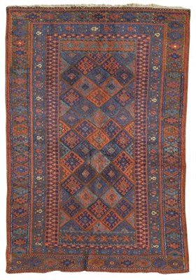 Lot 1380 - Rare Jaff Kurd Rug Perisan/Iraqi Border Region The polychrome diamond lattice field of guls...