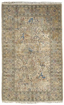 Lot 1396 - Fine and Unusual Nain Silk Rug with Wool Highlights Central Persia The ivory field depicting...