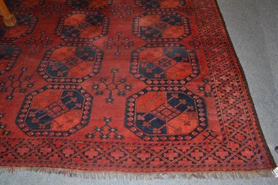 Lot 1403 - Ersari Carpet Emirate of Bukhara The madder field with three columns of  "elephant foot " quartered