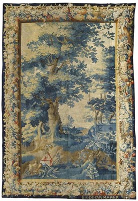 Lot 1404 - A Good Brussels Tapestry, late 17th/early 18th century Woven in silk and wool, depicting a huntsman