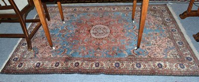 Lot 1416 - Tafrish Rug  Persian Kurdistan The ice blue field centred by a madder medallion framed by spandrels