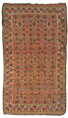 Lot 1420 - Beshir Rug Emirate of Bukhara The rust field with three columns of hooked guls enclosed by...