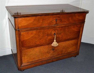 Lot 1445 - An 19th Century Biedermeier Walnut Secretaire Chest, the quarter-veneered moulded top above a...