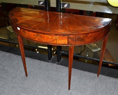 Lot 1462 - A George III Satinwood and Mahogany Foldover Card Table, late 18th century, the top inlaid with...