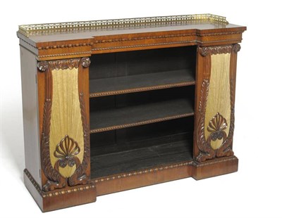 Lot 1469 - A Regency Rosewood Inverted Breakfront Dwarf Bookcase, early 19th century, the pierced...