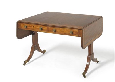 Lot 1490 - A Late George III Mahogany, Satinwood and Kingwood Crossbanded Sofa Table, early 19th century, with