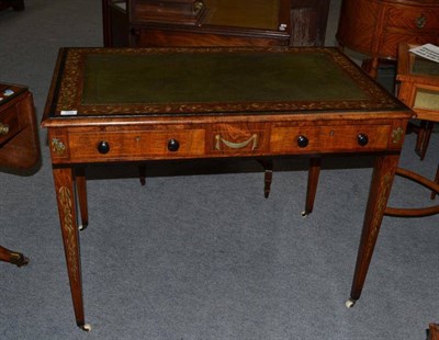 Lot 1494 - A Victorian Rosewood and Polychrome Painted Writing Table, late 19th century, the rectangular...