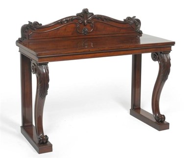 Lot 1496 - An Early Victorian Carved Mahogany Serving Table, mid 19th century, the acanthus carved gallery...