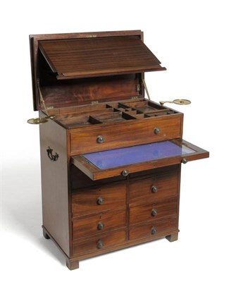 Lot 1498 - A Mahogany Ship's Surgeon's Chest, 19th century, the hinged lid opening to reveal a fitted interior