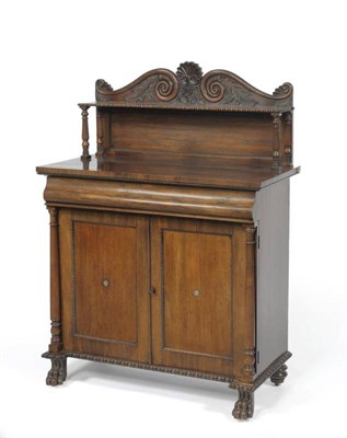 Lot 1505 - A William IV Rosewood Chiffonier, 2nd quarter 19th century, the superstructure centred by a...