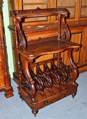 Lot 1511 - A Victorian Figured Walnut Canterbury/Whatnot, 3rd quarter 19th century, with pierced gallery,...