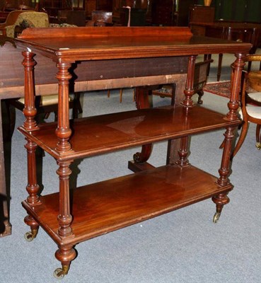 Lot 1530 - A Victorian Mahogany Three-Tier Serving Trolley, mid 19th century, of rectangular form, with turned