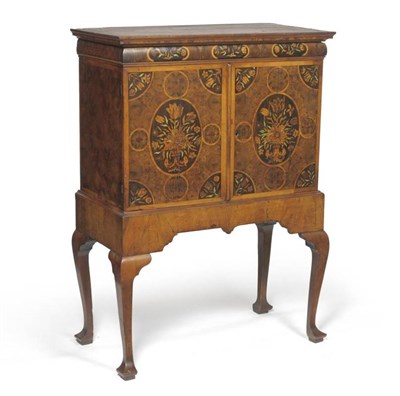 Lot 1538 - A William & Mary Floral Marquetry and Oyster Veneered Olivewood Cabinet, late 17th century, the...