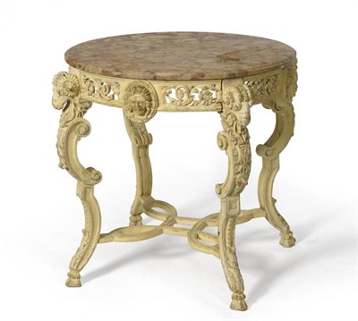 Lot 1540 - An 19th Century Carved Centre Table, with  circular marble top above a foliate carved frieze...