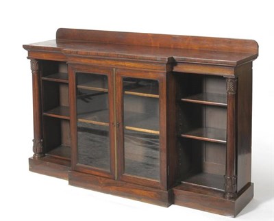 Lot 1544 - A William IV Rosewood Breakfront Dwarf Bookcase, 2nd quarter 19th century, stamped James...