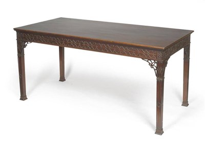 Lot 1547 - A George III Mahogany Serving Table, late 18th century, of rectangular form with blind fret...