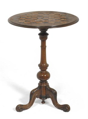 Lot 1552 - A Victorian Rosewood Chess Top Tripod Table, mid 19th century, the circular thumb moulded top...