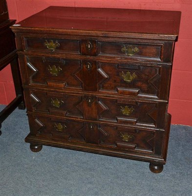 Lot 1574 - An Oak Straight Front Chest of Drawers, late 17th century, with geometric moulded drawers,...