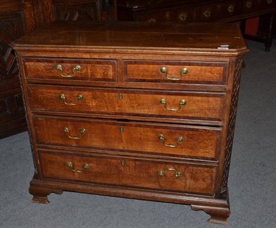 Lot 1578 - A George III Oak and Mahogany Crossbanded Straight Front Chest of Drawers, late 18th century,...