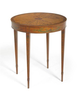 Lot 1586 - An Edwardian Satinwood, Burrwood, Tulipwood and Polychrome Painted Circular Occasional Table, circa