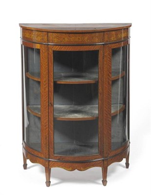 Lot 1587 - An Edwardian Satinwood, Tulipwood Banded and Marquetry Demi-Lune Display Cabinet, circa 1900,...