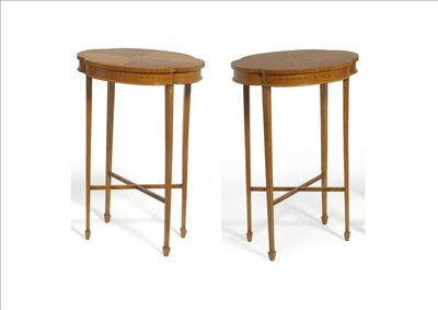 Lot 1590 - A Pair of Edwardian Satinwood and Marquetry Occasional Tables, early 20th century, the...