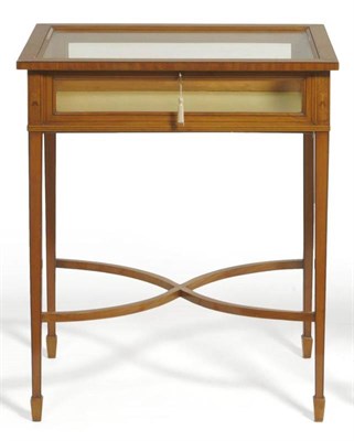 Lot 1591 - An Edwardian Satinwood and Marquetry Bijouterie Table, early 20th century, the hinged glazed...