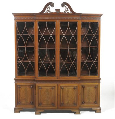 Lot 1592 - A George III Style Mahogany Breakfront Bookcase, circa 1900, labelled Wylie & Lockhead Ltd, 45...