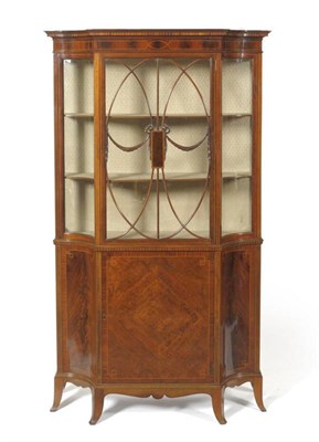 Lot 1601 - An Edwardian Mahogany Breakfront Display Cabinet, early 20th century, the moulded and inlaid...