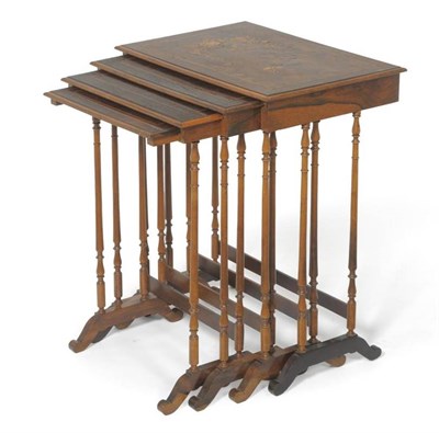 Lot 1604 - A Set of Four Edwardian Rosewood, Parquetry and Marquetry Nesting Tables, early 20th century,...