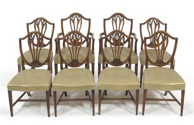 Lot 1617 - A Set of Eight Hepplewhite Style Mahogany Dining Chairs, late 19th century, the shaped top rail...