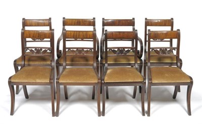 Lot 1627 - A Set of Six Regency Mahogany and Ebony Strung Dining Chairs, early 19th century, with...