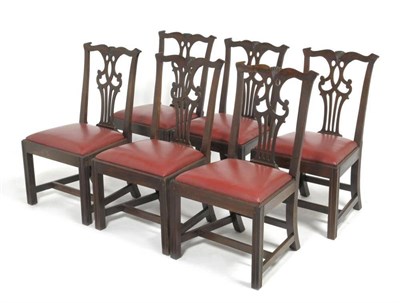 Lot 1628 - A Set of Six George III Mahogany Dining Chairs, 3rd quarter 18th century, the curved top rail above