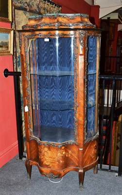 Lot 1643 - A Louis XV Style Kingwood and Floral Marquetry Serpentine Shaped Vitrine, late 19th century,...