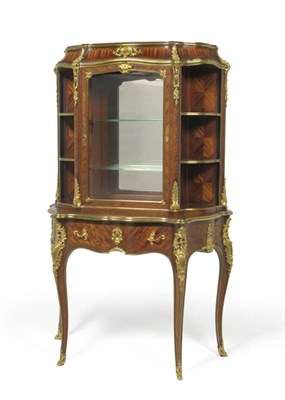 Lot 1647 - A Louis XV Style Mahogany, Floral Marquetry and Gilt Metal Mounted Vitrine, 20th century, the...