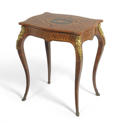 Lot 1649 - A Louis XV Style Rosewood, Tulipwood, Parquetry and Gilt Metal Mounted Table à Ouverage, late 19th